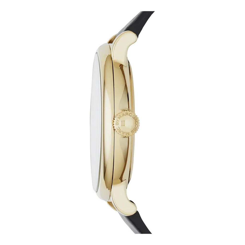 Marc By Marc Jacobs Baker Black Leather Gold Tone Watch MBM1399