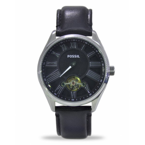 Fossil Black Dial Leather Strap Automatic Men's Watch  BQ1141 - Watches of Australia