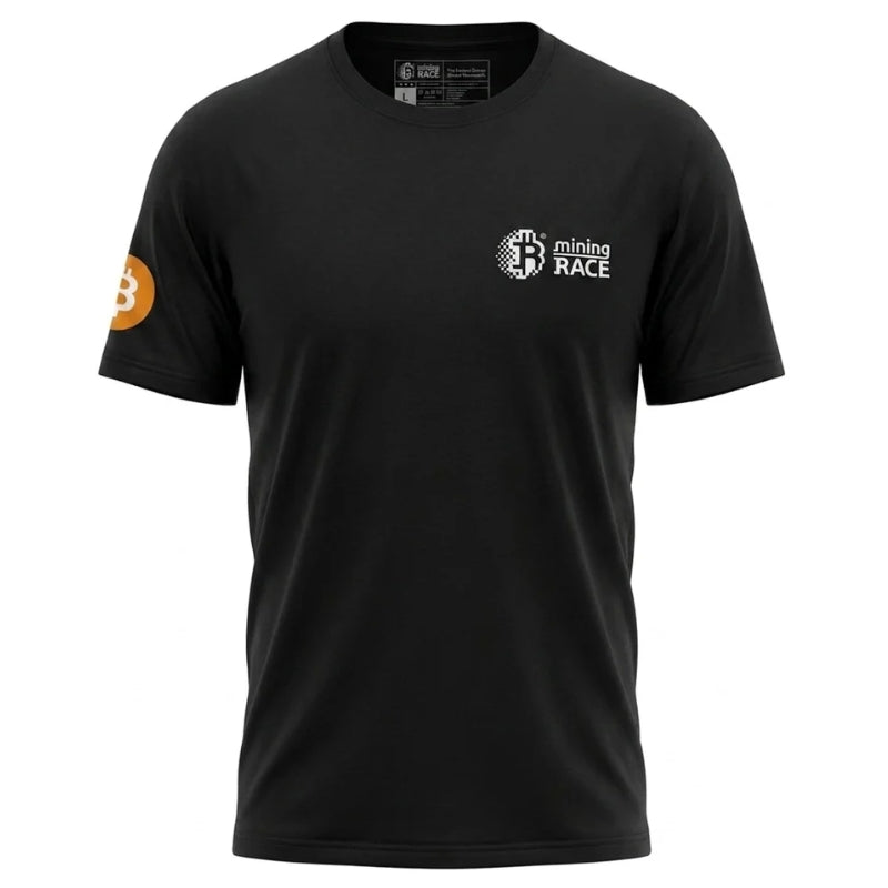 Mining Race Bitcoin Small Logo Black T-Shirt