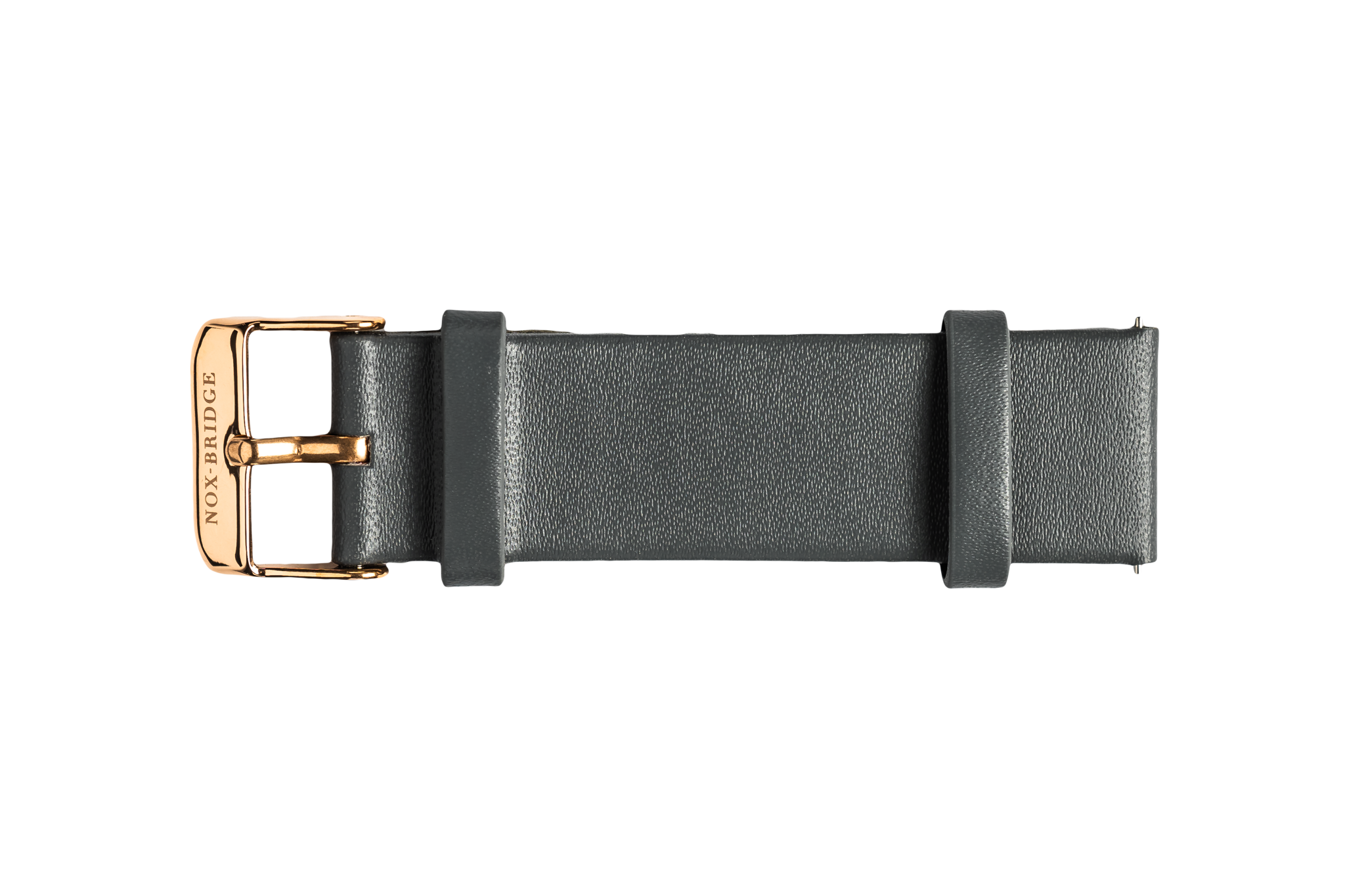 Grey waterproof vegan leather strap with rose gold-tone buckle