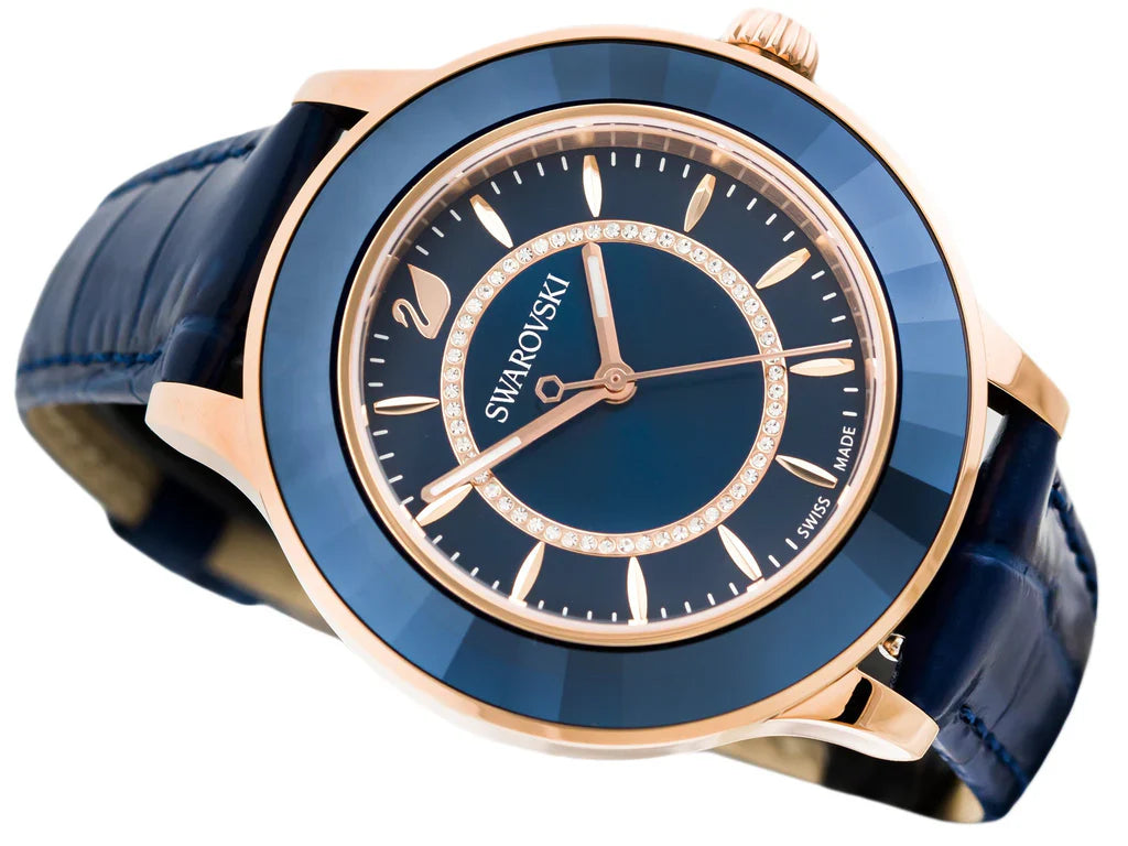 Swarovski Octea Lux Blue Dial Blue Leather Strap Women's Watch 5414413