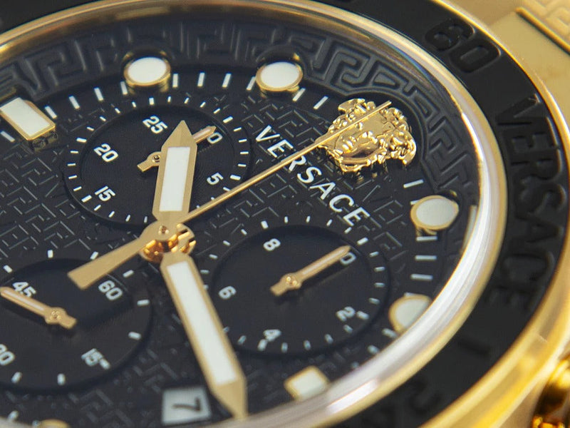 Versace Greca Dome Chronograph Black Dial Gold Steel Strap Watch for Men - VE6K00523 VE6K00523 - Image 3