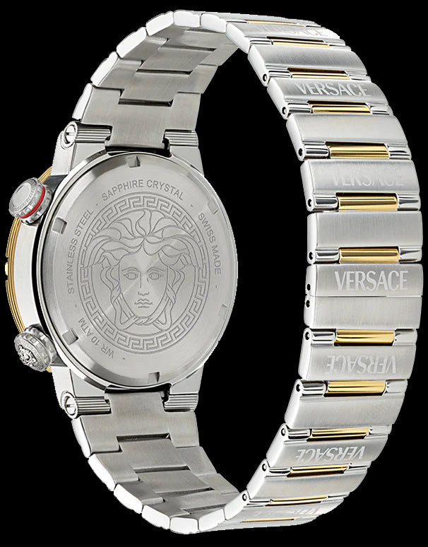 Versace Greca Logo Diver Quartz Green Dial Two Tone Steel Strap Watch for Men - VE8G00524 VE8G00524 - Image 6