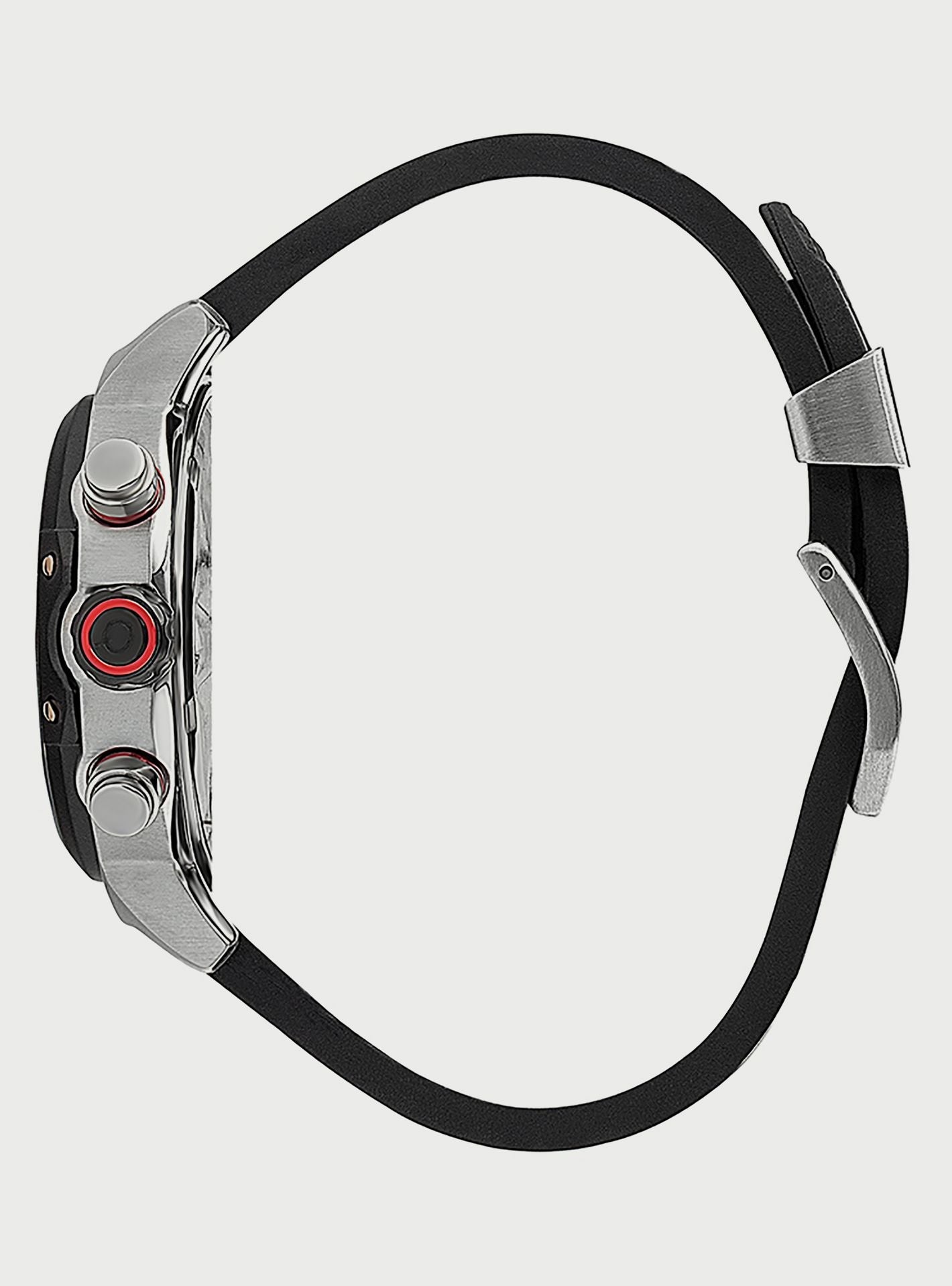 Quantum Black Chronograph Silicone Strap Watch HNG956.351