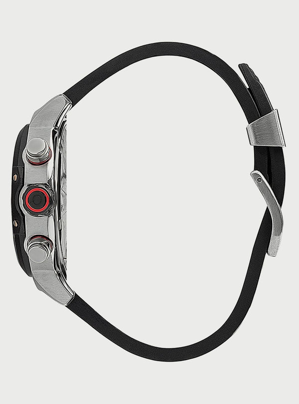 Quantum Black Chronograph Silicone Strap Men's Watch HNG956.351