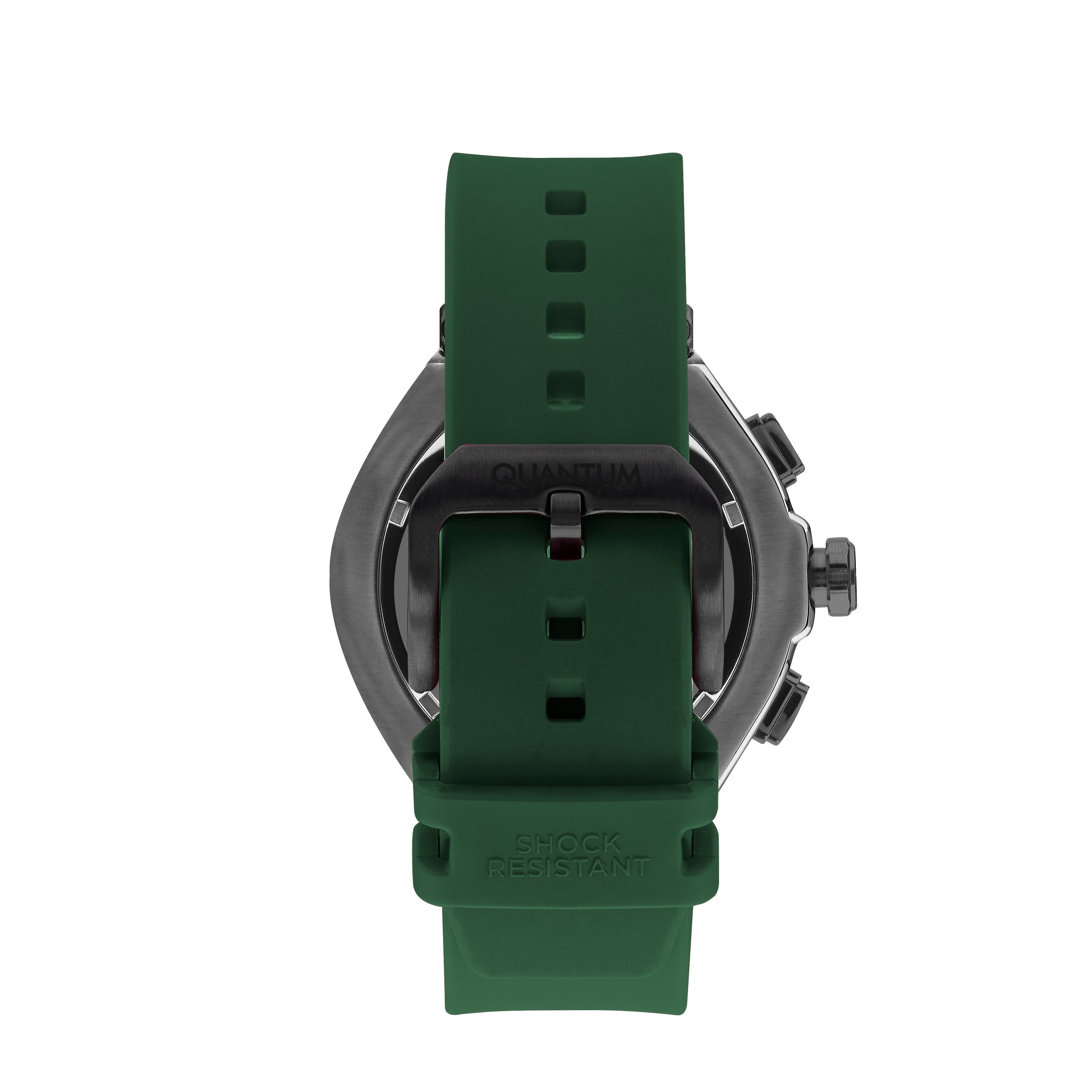 Quantum Hunter Chronograph Green Silicone Strap Watch – HNG1010.656