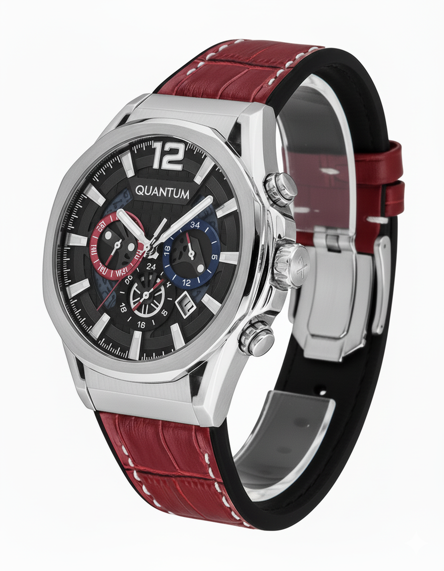 Side view of Quantum MultiFunction watch showing case profile and strap