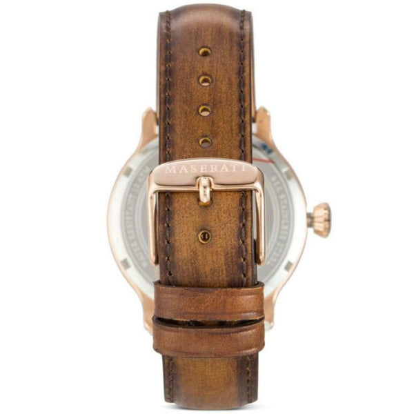 Maserati Epoca Blue Dial Leather Strap Brown Color Men's Watch R8851118001