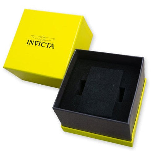 Invicta watch yellow presentation box with black interior compartments for storage