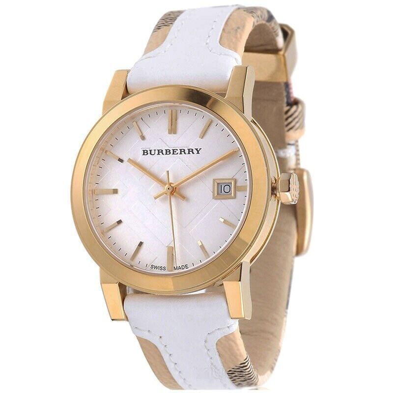 Burberry Women's Large Check Leather Strip On Fabric  Women's Watch  BU9110 - Watches of Australia