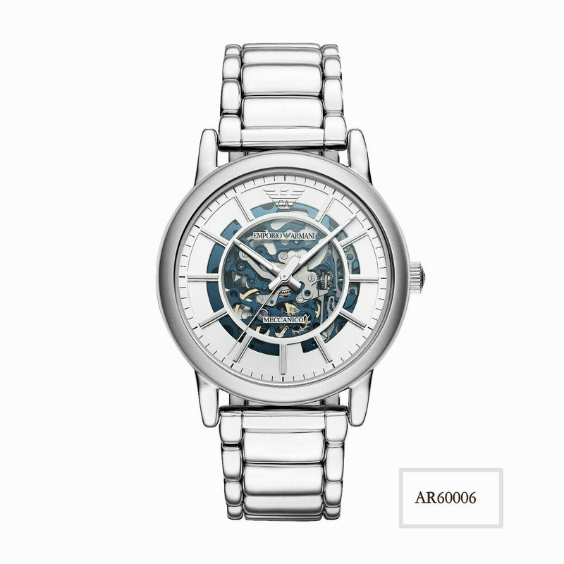 Emporio Armani Automatic Silver Skeleton Dial Men's Watch AR60006 (DEFECT)