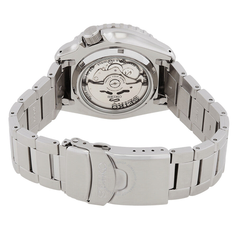 Seiko 5 Sports SKX caseback showing automatic movement and transparent exhibition display