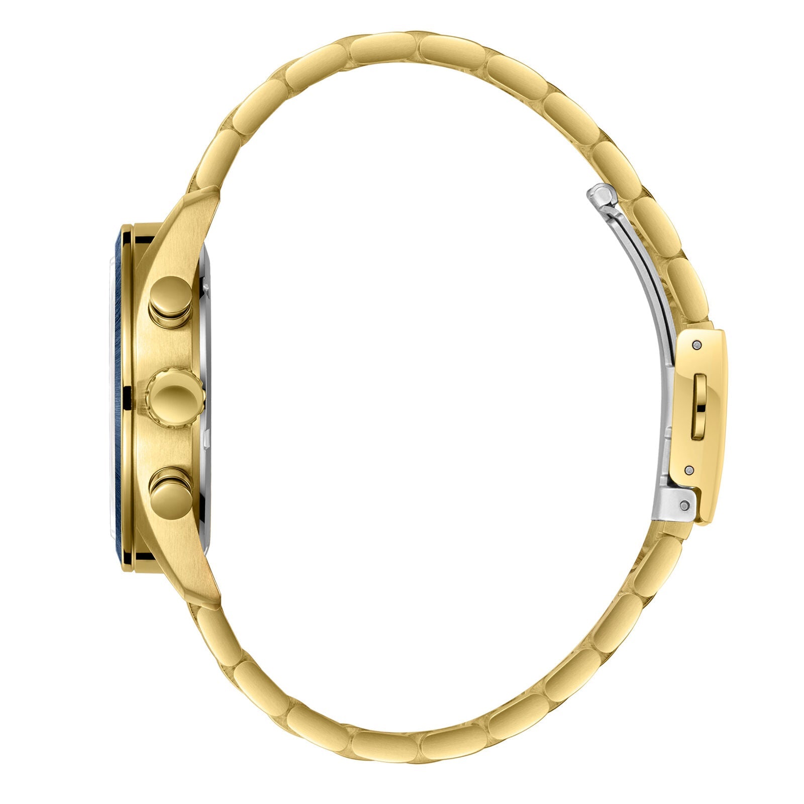 Slazenger Big Daddy watch side view displaying gold-tone bracelet and chronograph pushers