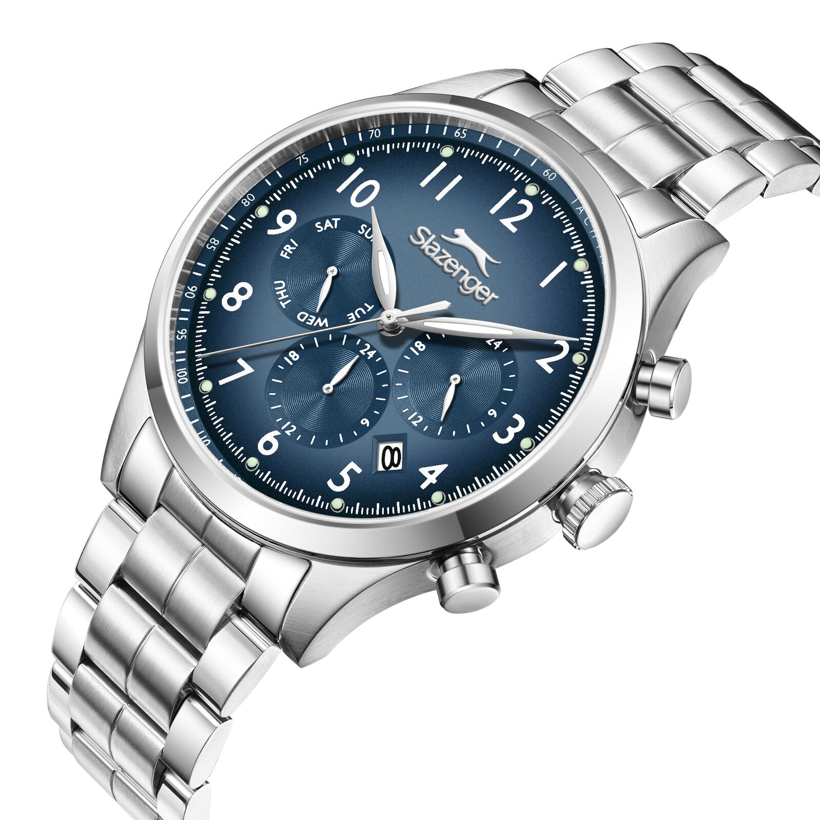 Slazenger Big Daddy Chronograph Blue Dial Silver Watch - SL.09.2598.2.390