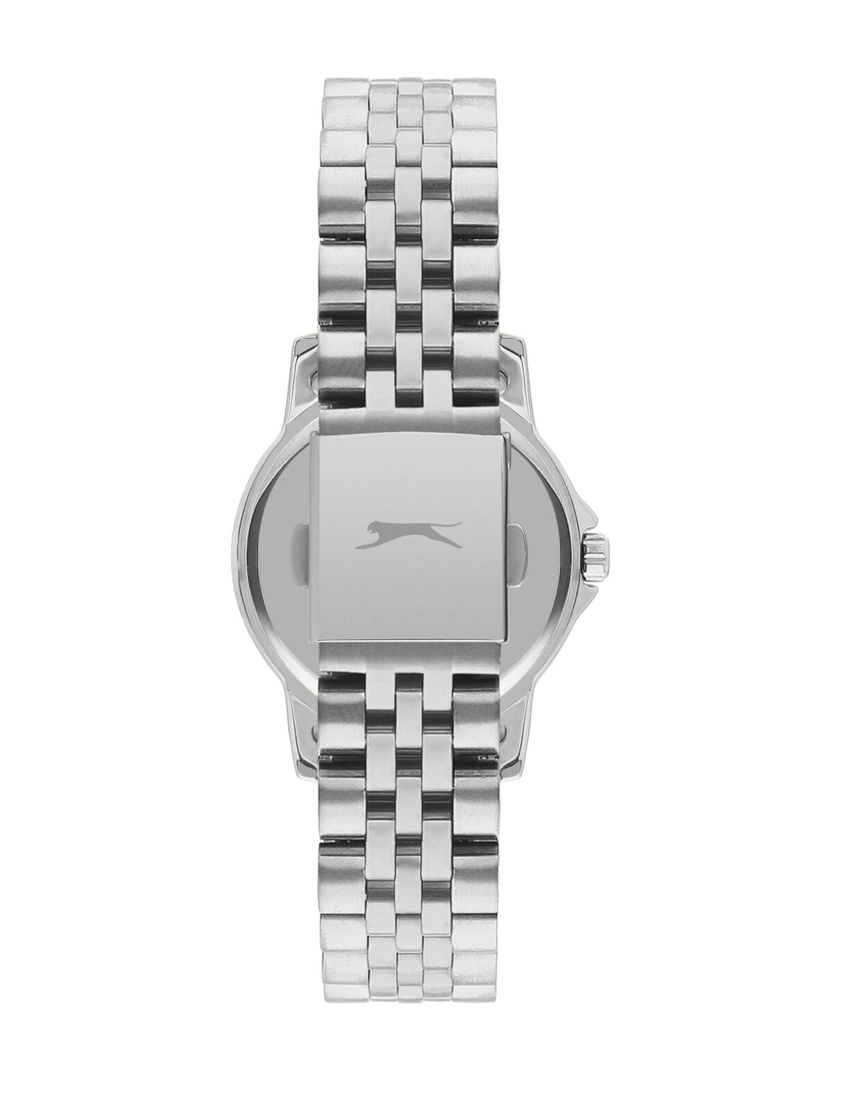 Slazenger watch caseback view showing silver case with bracelet attachment points