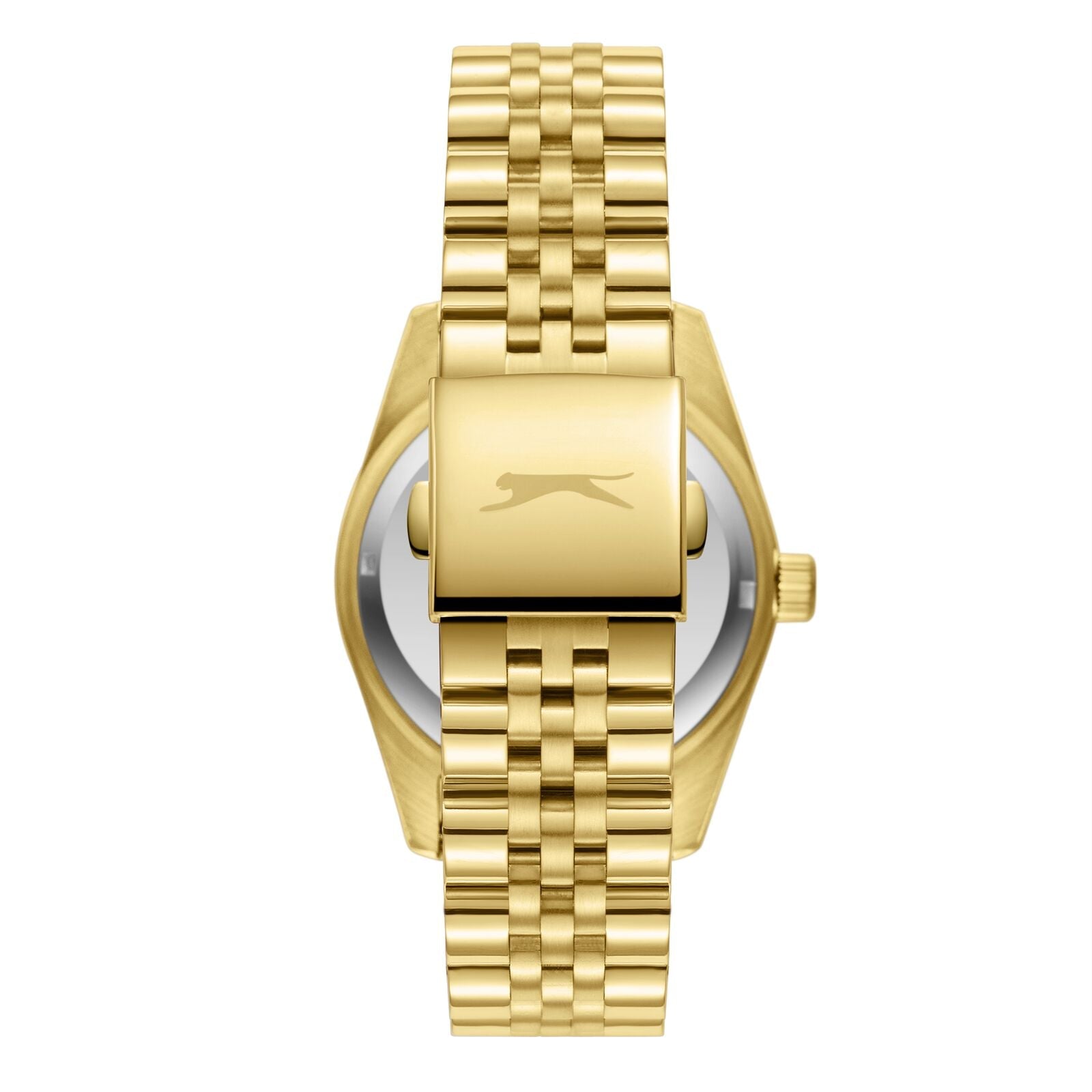 Slazenger watch caseback showing gold stainless steel and Slazenger logo