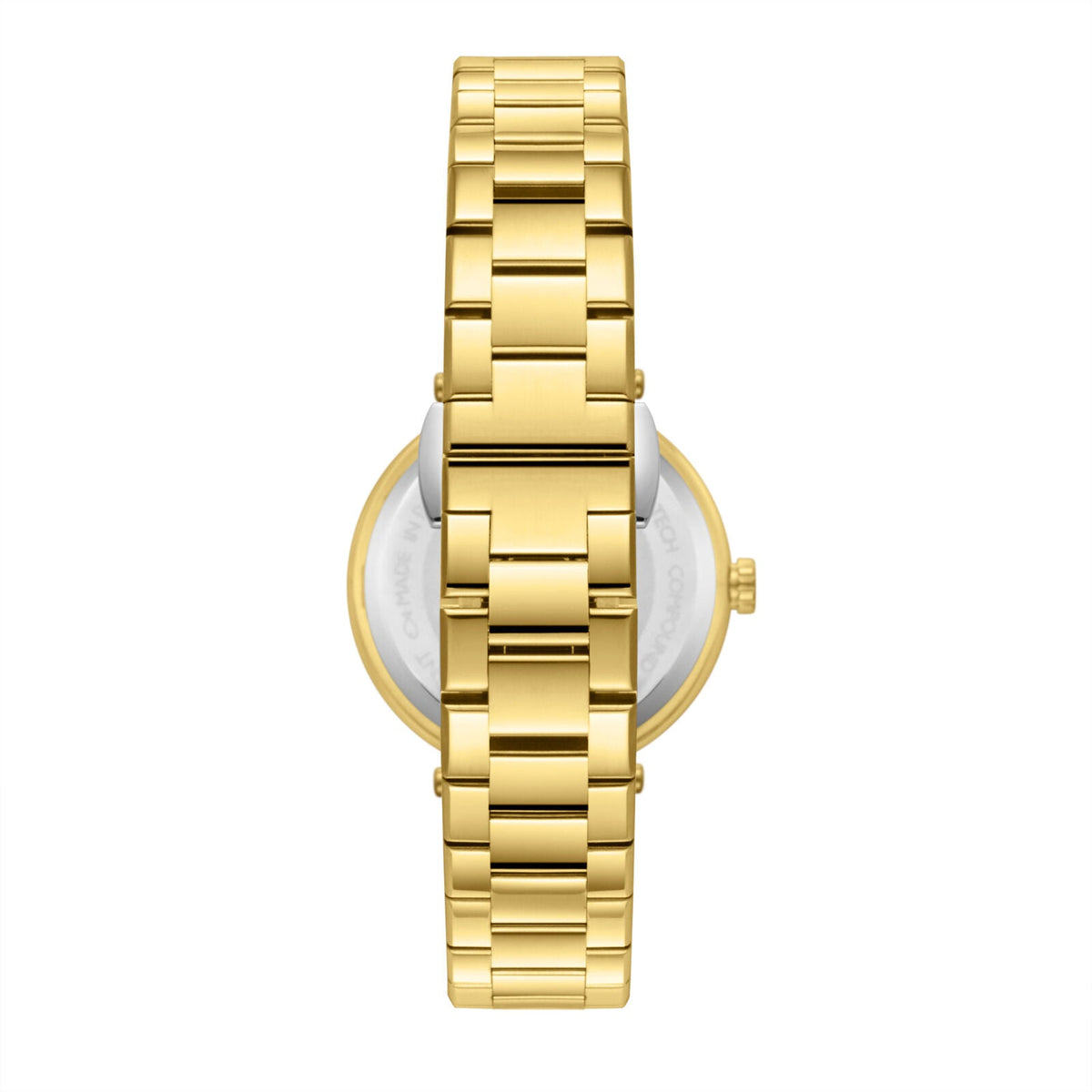 Slazenger watch caseback view showing gold case with gold bracelet
