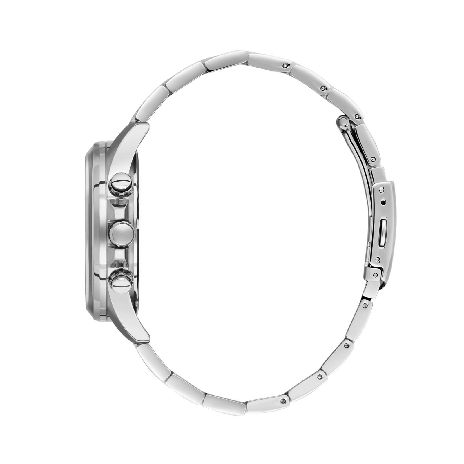 Side view of Slazenger Sporty watch showing silver case profile and chronograph pushers