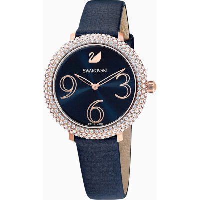 Angle view of Swarovski Crystal Frost watch showing case profile with crystal setting