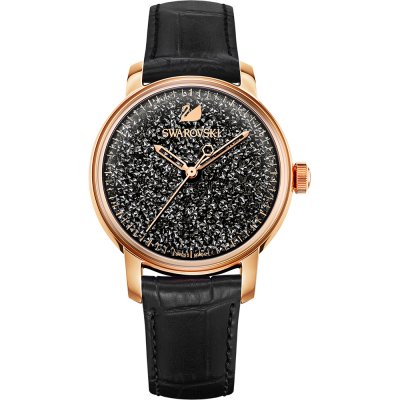 Swarovski Crystalline Hours women's watch with rose gold case and black crystallized dial