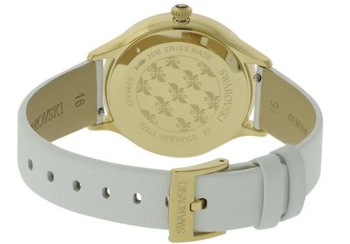 Caseback view of Swarovski Octea Nova with engraved Swarovski logo and Swiss-made markings