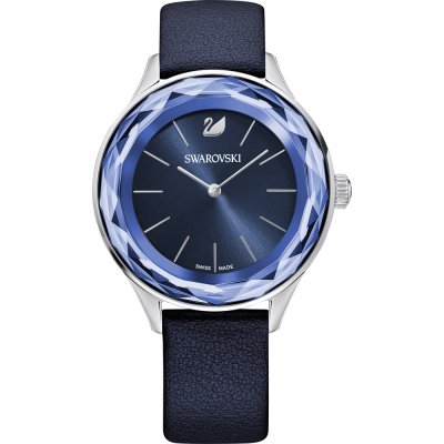 Swarovski Octea Nova quartz watch with blue dial and faceted crystal bezel