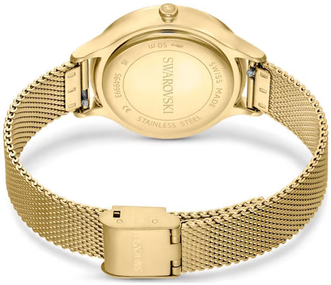 Swarovski Octea Nova Sapphire Glass Bezel Gold Dial Gold Mesh Strap Women's Watch 5649993
