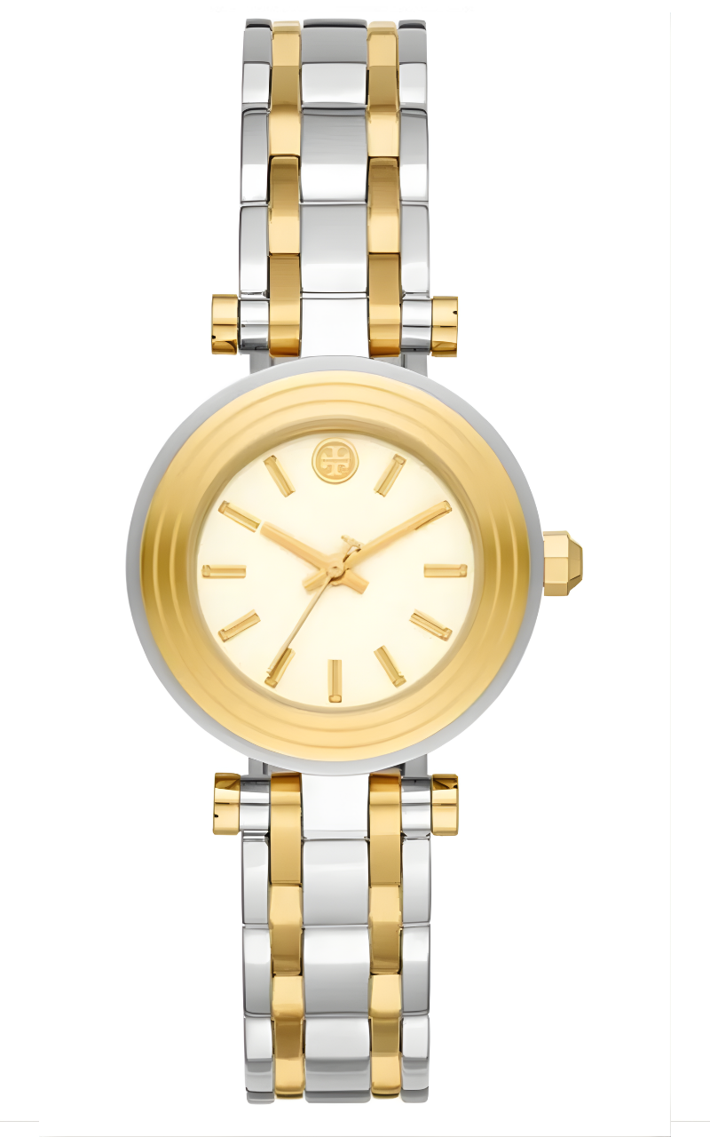 Tory Burch TBW9013 women's watch with two-tone gold and silver bracelet and ivory dial