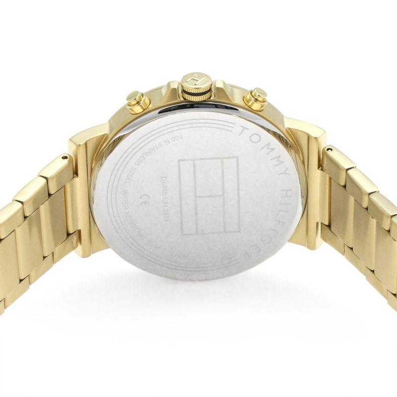 Watch caseback showing Tommy Hilfiger engraving and water resistance marking