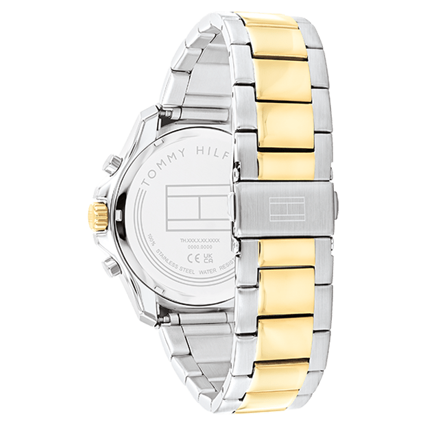 Tommy Hilfiger 1792095 watch caseback showing steel construction and engraved details