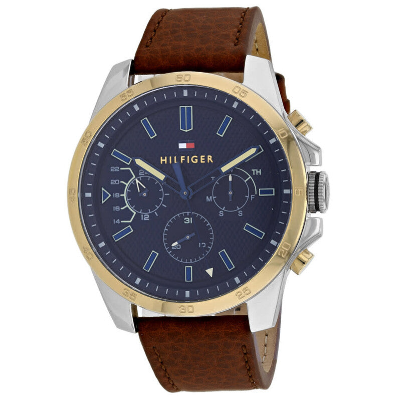 Tommy Hilfiger Decker Chronograph Blue Dial Brown Leather Men's Watch 1791561