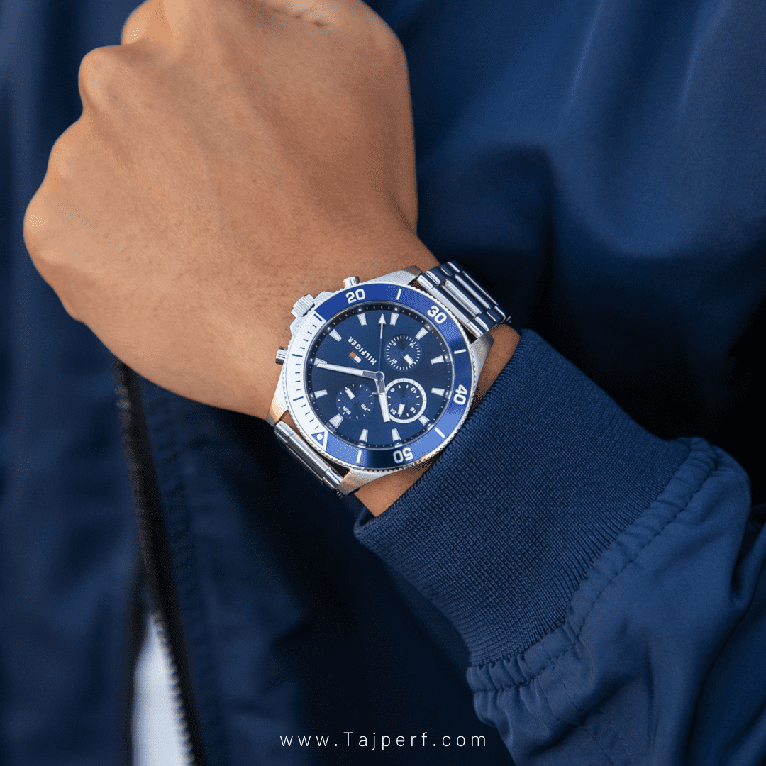 Tommy Hilfiger Larson Chronograph Blue Dial Silver Steel Strap Men Watch - 1791917