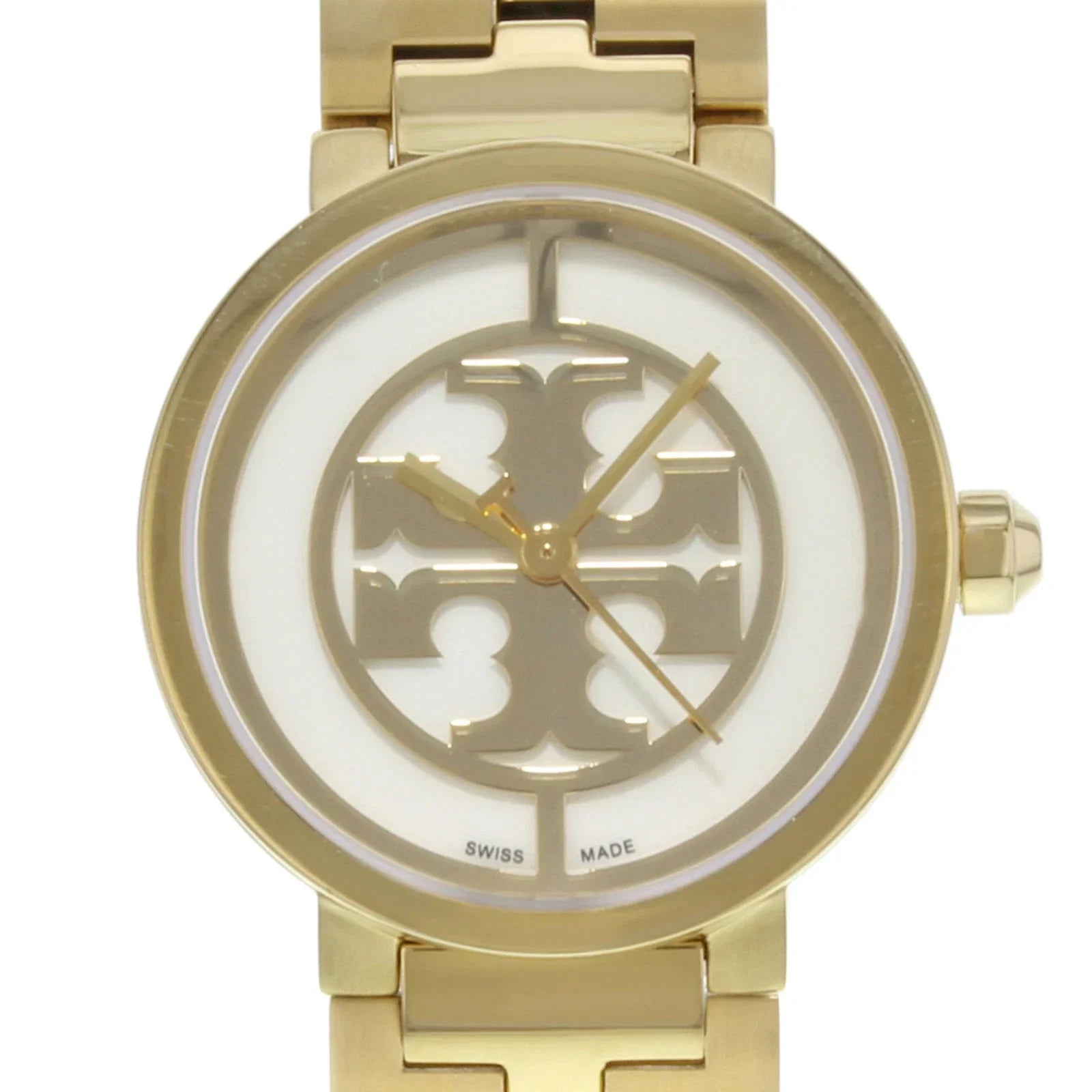 Tory Burch Ivory & Gold Tone Reva Small Logo Women's Watch TBW4011