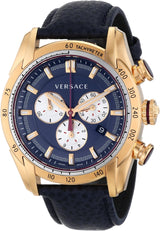 Versace V-Ray Rose Gold Leather Strap Men's Watch  VDB030014 - Watches of Australia