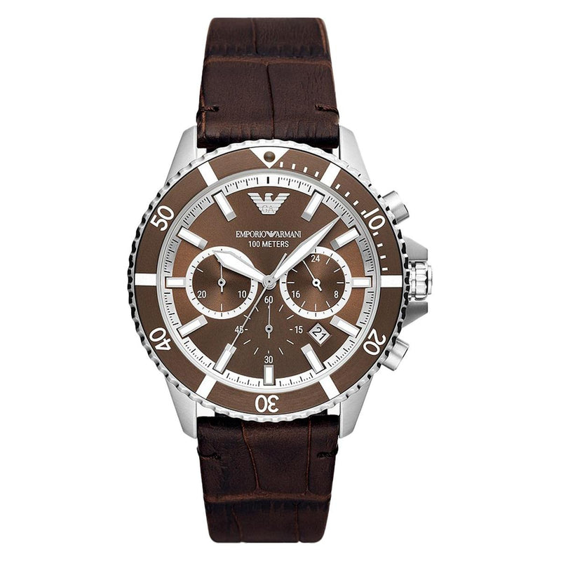 Emporio Armani Chronograph Brown Leather Men's Watch  AR11486 - Watches of Australia