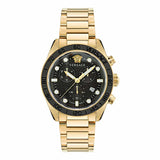 Versace Greca Dome Chronograph Black Dial All Gold Swiss Movt Watch - VE6K00523