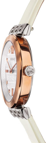 Versace Meander White Leather Strap Women's Watch - VELW00120