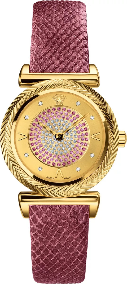 Versace V-Motif Vintage Burgundy Strap Women's Watch  VERE01118 - Watches of Australia