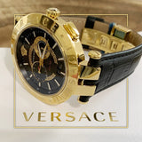 Versace V-Race Black Leather Strap Men's Watch - VEBV00119