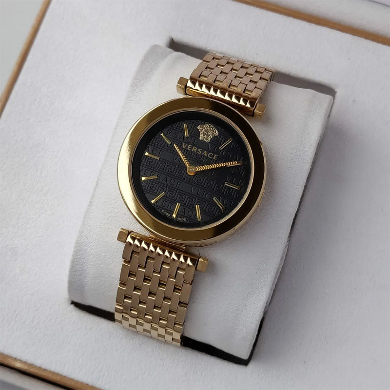 Versace V-Twist watch displayed in white packaging box