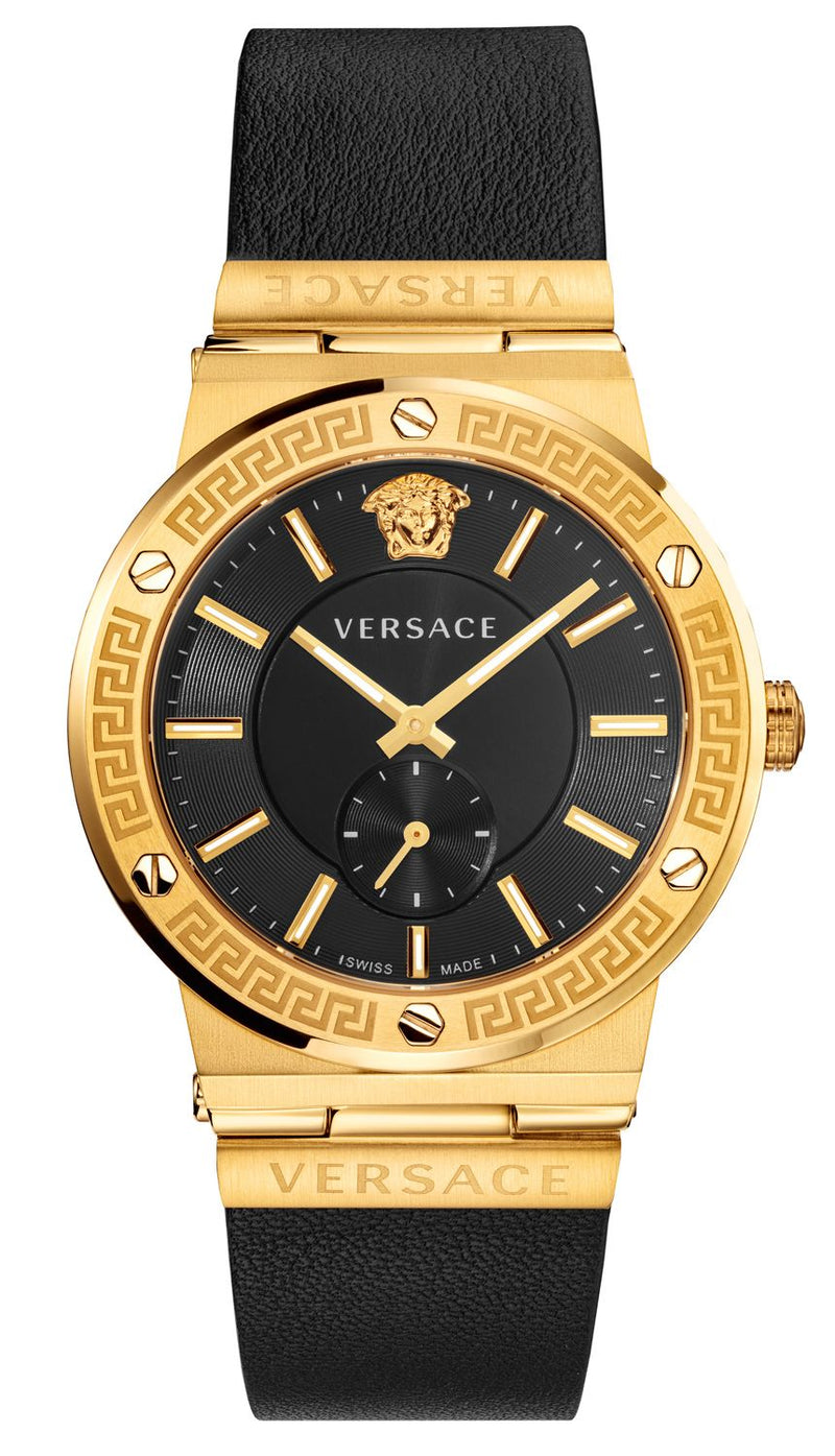 Versace Greca Black Leather Men's Watch  VEVI00220 - Watches of Australia
