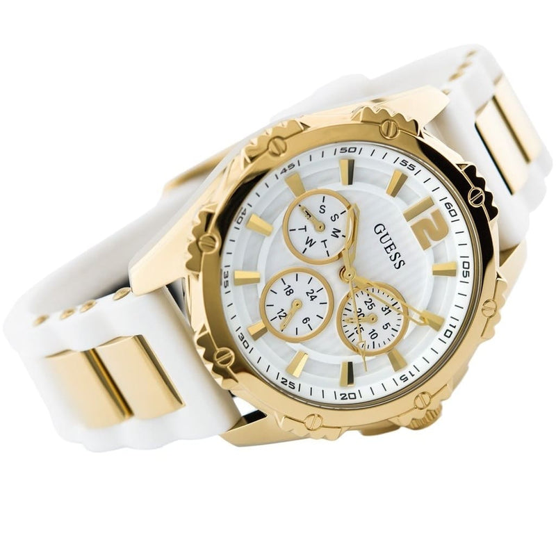 Guess White Dial Silicon Strap Women's Watch W0325L2