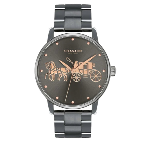 Coach Grand Quartz Dark Grey Dial Gunmetal-tone Ladies Watch 14502924