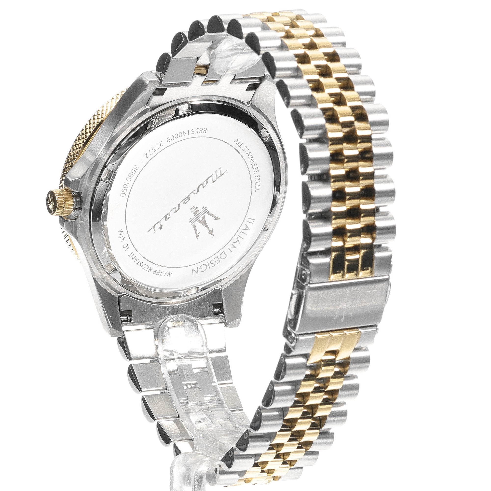 Maserati Sfida Black Dial Gold Hands Date Tow Tone Men's Watch  R8853140009