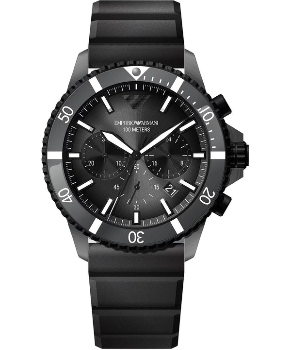 Emporio Armani Chronograph Black Silicone Men's Watch  AR11515 - Watches of Australia