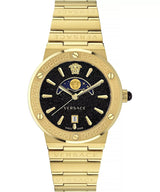Versace Greca Logo Moonphase Black Dial All Gold Swiss Movt Watch - VE7G00323