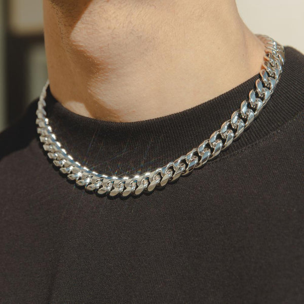 Big Daddy 12mm All Silver Cuban Long Chain