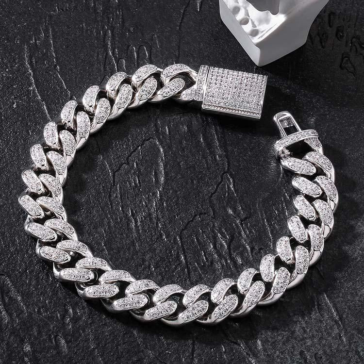 Big Daddy 12mm Iced Out Silver Cuban Bracelet