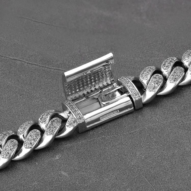 Big Daddy 12mm Iced Out Silver Cuban Bracelet