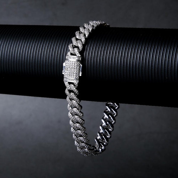 Big Daddy 12mm Iced Out Silver Cuban Prong Bracelet